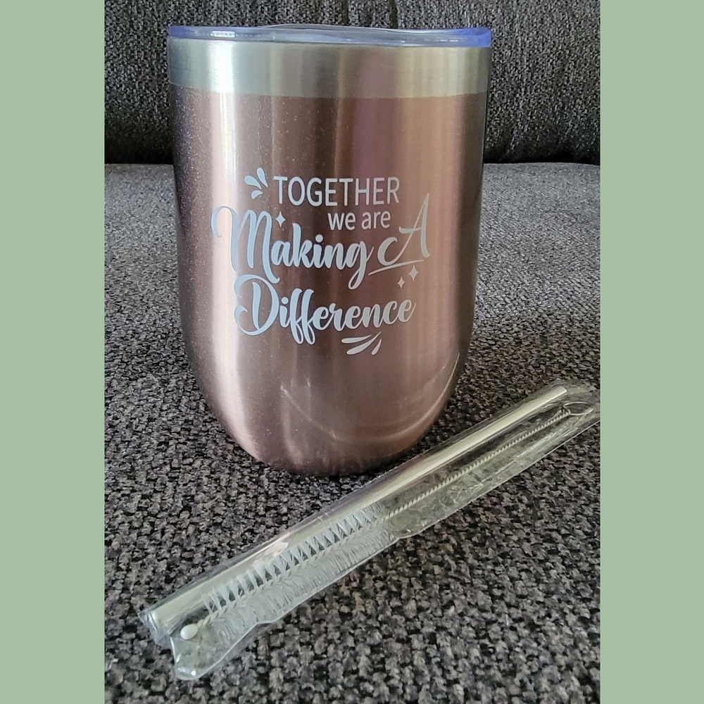 Brand New Unique 10 oz Sparky Brown Champagne Colored Wine Tumbler